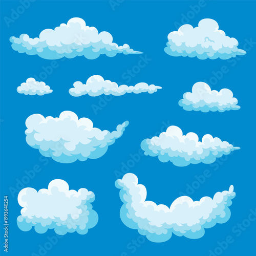 Decorative Sky Cloud Illustration Bundle Smooth Curved Cloud Vector Pack