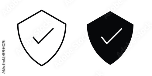 Protected icon concept. Thin line symbol. Solid icons