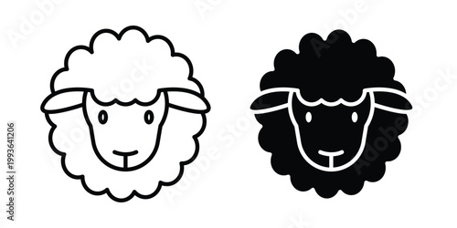 Sheep icon concept. Thin line symbol. Solid icons