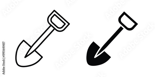 Shovel icon concept. Thin line symbol. Solid icons