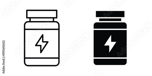Supplement powder icon concept. Thin line symbol. Solid icons