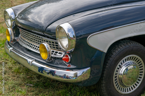 Foto vintage car detail black Wartburg 311 from eisenach in east germany