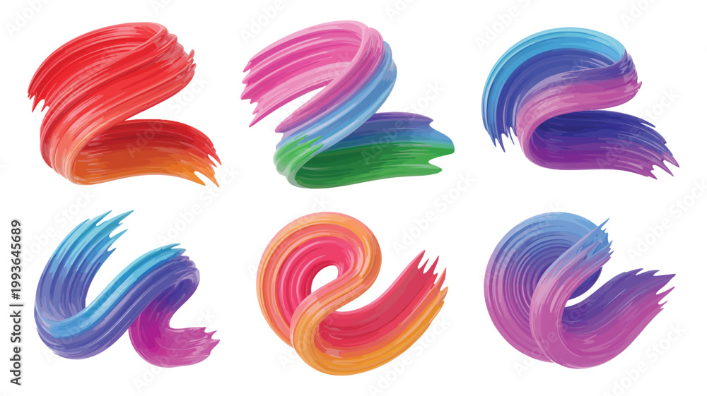 Fototapeta premium Colorful abstract swirl logo vector set, dynamic gradient wave shapes for modern branding, tech identity, creative business, and fluid design concepts