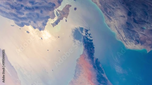 Strait of Hormuz Satellite view. Elements of this video furnished by NASA