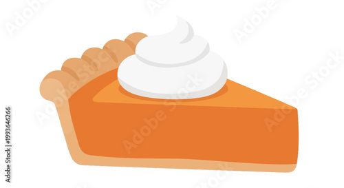 A slice of delicious pumpkin pie topped with whipped cream, a perfect autumn dessert