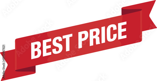 Red Ribbon Banner with White Text BESTPRICE best price sale