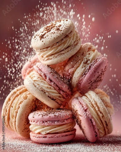 Pastel Macarons In Elegant Stack