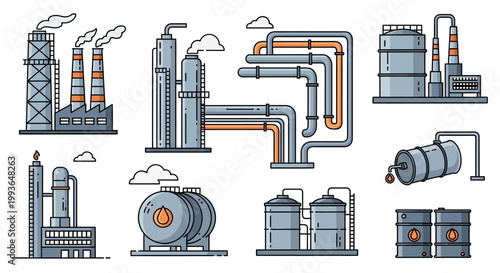 Industrial factory machinery and equipment.