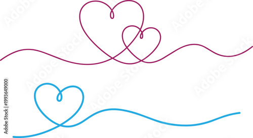 Interconnected hearts in purple and blue lines