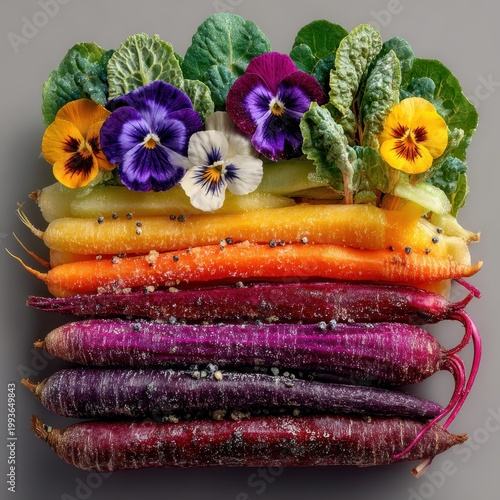 Colorful Layered Tart With Edible Flowers