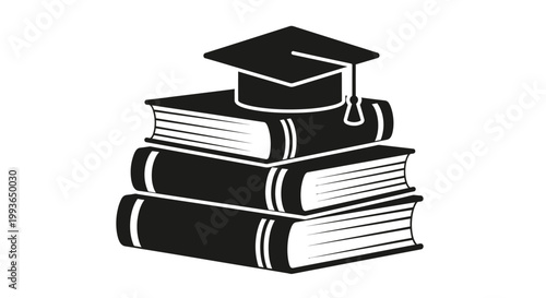 Bild auf Leinwand Graduation cap on stacked books.