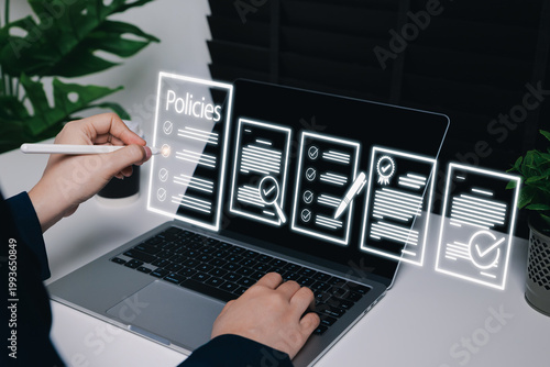 Fotografie Policy documentation and compliance concept