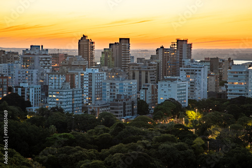 Moinhos de Vento neighborhood at sunset and first night lights