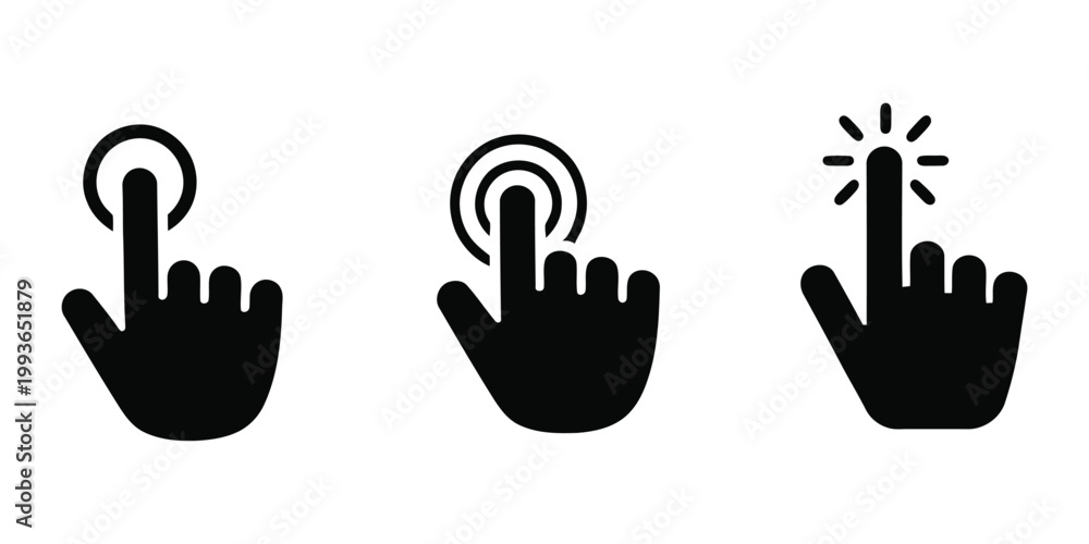 Fototapeta premium Clicking finger icon silhouette vector isolated illustration