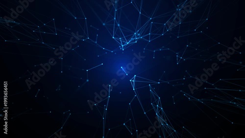 Digital data protection concept showing cybersecurity network with polygons, dots, and connected lines.