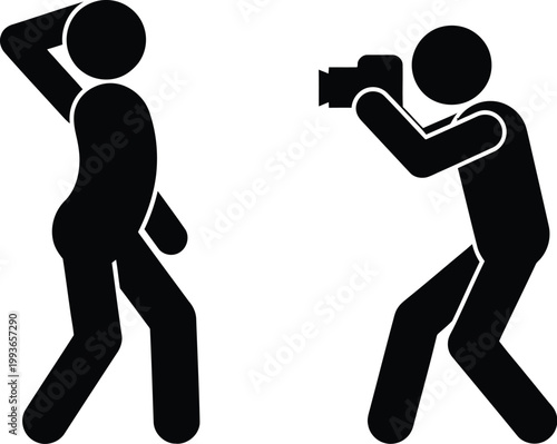 A photographer taking a picture of a model outdoors