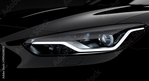 Close-up of modern car headlight.