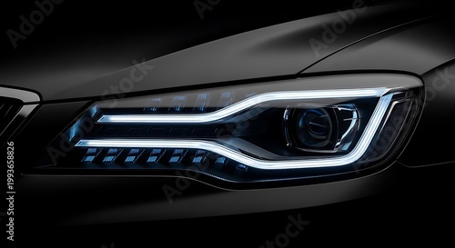 Close-up of modern car headlight.