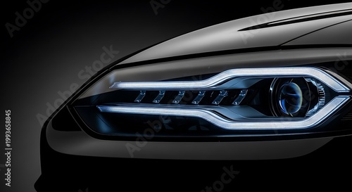 Close-up of modern car headlight.
