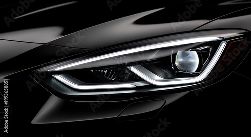 Close-up of modern car headlight.