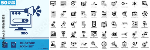 SEO Duotone Editable Icons set