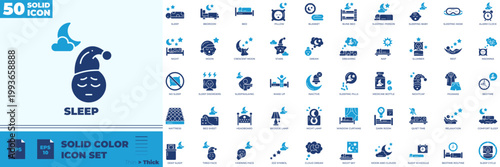 Sleep Solid Color Editable Icons set
