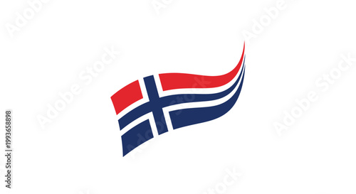 Norwegian flag waving in wind.