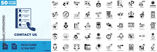 Contact Us Duotone Editable Icons set