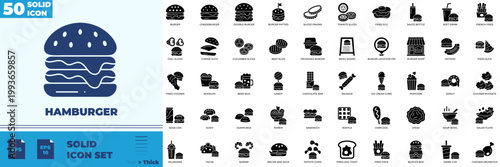 Hamburger Solid Editable Icons set