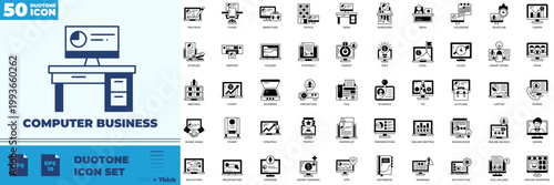 Computer Business Duotone Editable Icons set