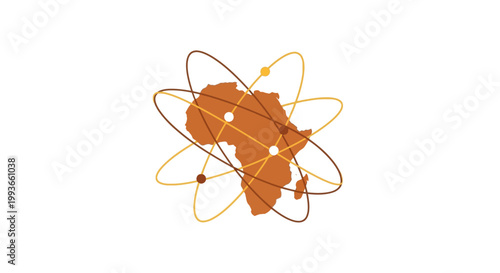 Atom Structure with Orange Nucleus.