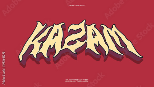 Kazam Sharp Metal Text Effect, Aggressive Urban Graffiti Editable Vector