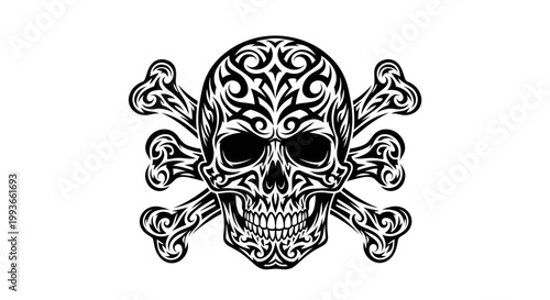 Tribal Skull and Crossbones Tattoo Design