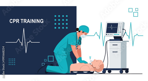 CPR Training: Medical Professional Performing Cardiopulmonary Resuscitation on Mannequin