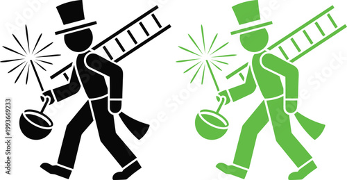 Contrasting magicians performing with fire and sparklers in black and green