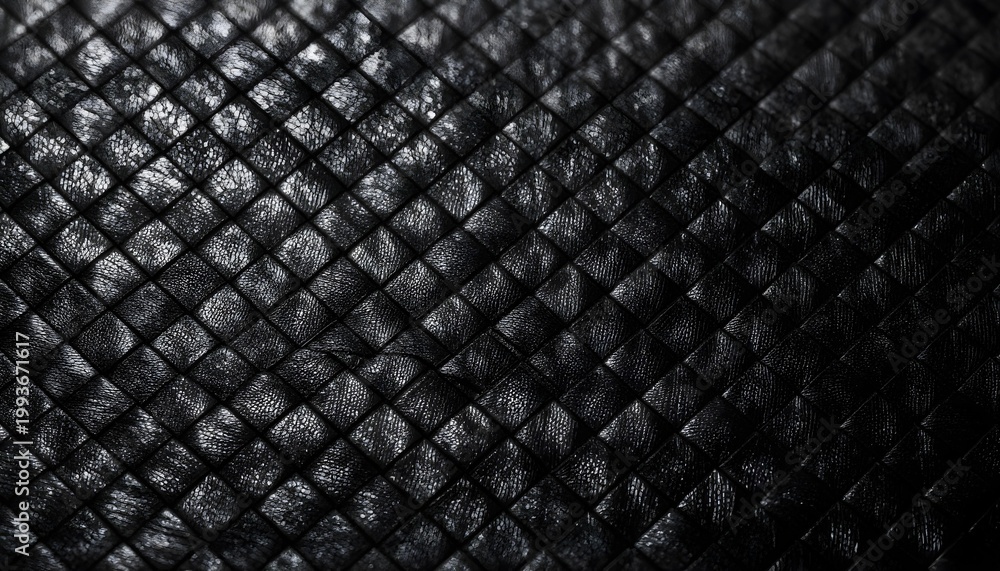 Fototapeta premium Close-up high-angle shot of a black woven leather texture with diamond pattern