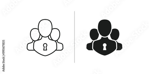Comparison of private and public group icons with lock symbols