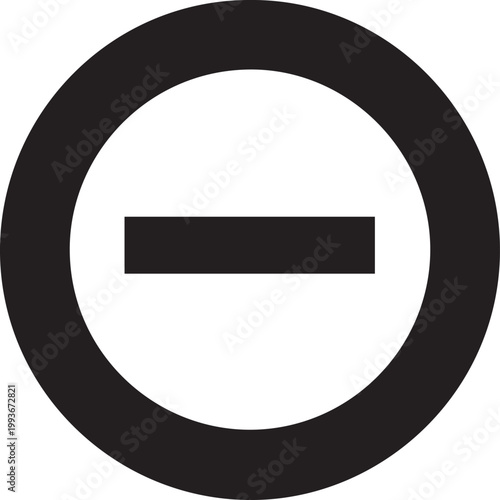 Free Download Minus sign centered inside a bold black circle serves as a universal interface element for removal or subtraction tasks. - GFXLoad
