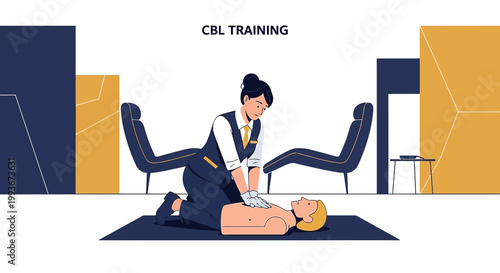 CPR Training: Rescuer Performs Chest Compressions on Unconscious Person