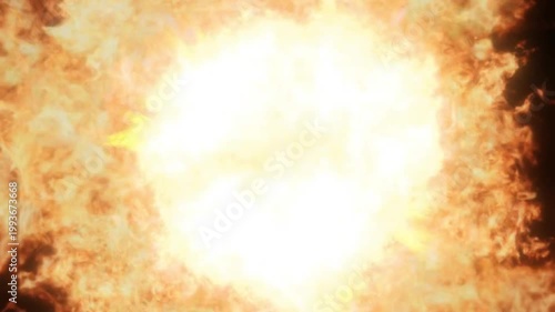Intense Fire Explosion Background with Glowing Sparks and Realistic Flames
