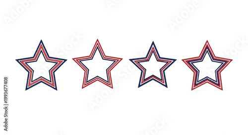 Hand-drawn four stars in red, white, and blue, symbolizing achievement and excellence
