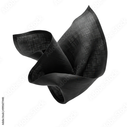 Abstract draped black linen fabric texture