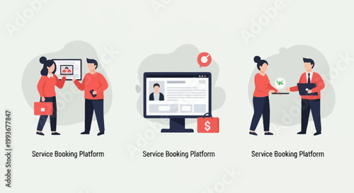 Digital Service Booking Platform Illustration - Online Appointment Scheduling