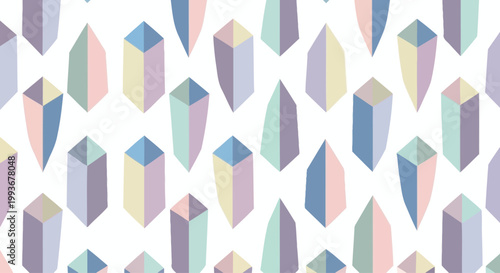Pastel Geometric Shapes Pattern, Isometric 3D Objects, Minimalist Design