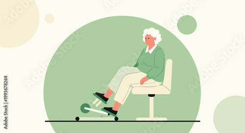 Elderly Woman Exercising on a Pedal Exerciser at Home