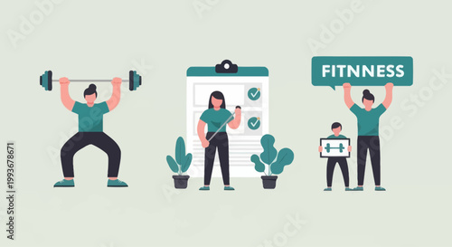 Fitness Goals and Healthy Lifestyle Concept Flat Illustration