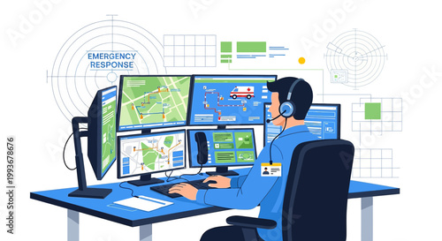 Emergency Dispatcher at Work: Monitoring Multiple Screens in a Modern Control Center