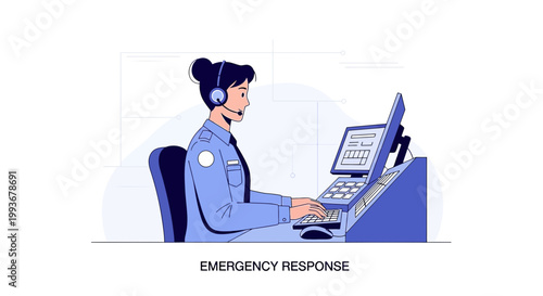 Emergency Dispatcher Operator in Call Center, Handling Urgent Calls