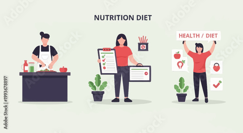 Healthy eating and nutrition planning illustration