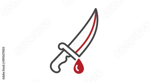 Knife with a drop of blood.